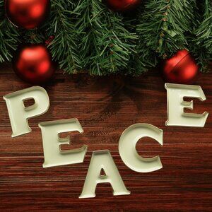 BOX Set 5 Mikasa PEACE PLATES Gold Trim PORCELAIN Holiday Elegance SNACK TRAY